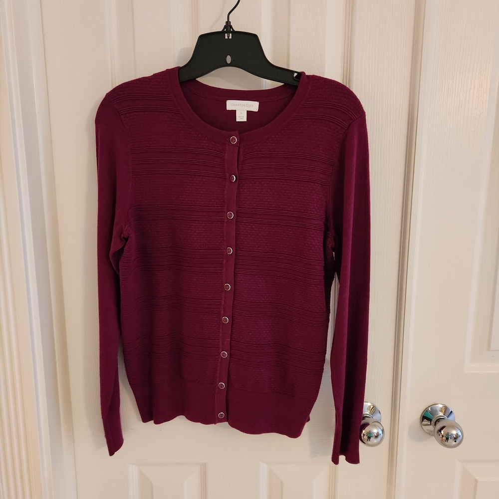 Charter Club Rich Burgundy Cardigan Sweater
